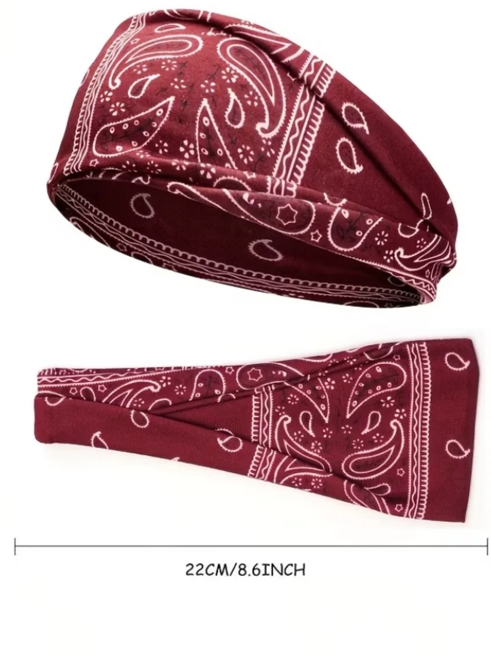 Classic Paisley Twist Headband - Black, White & Burgundy
